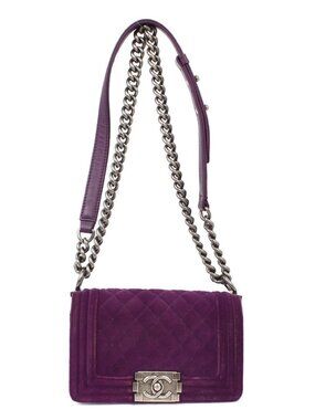 Boy Chanel Purple Velvet Small Chain Shoulder Bag XX05033
